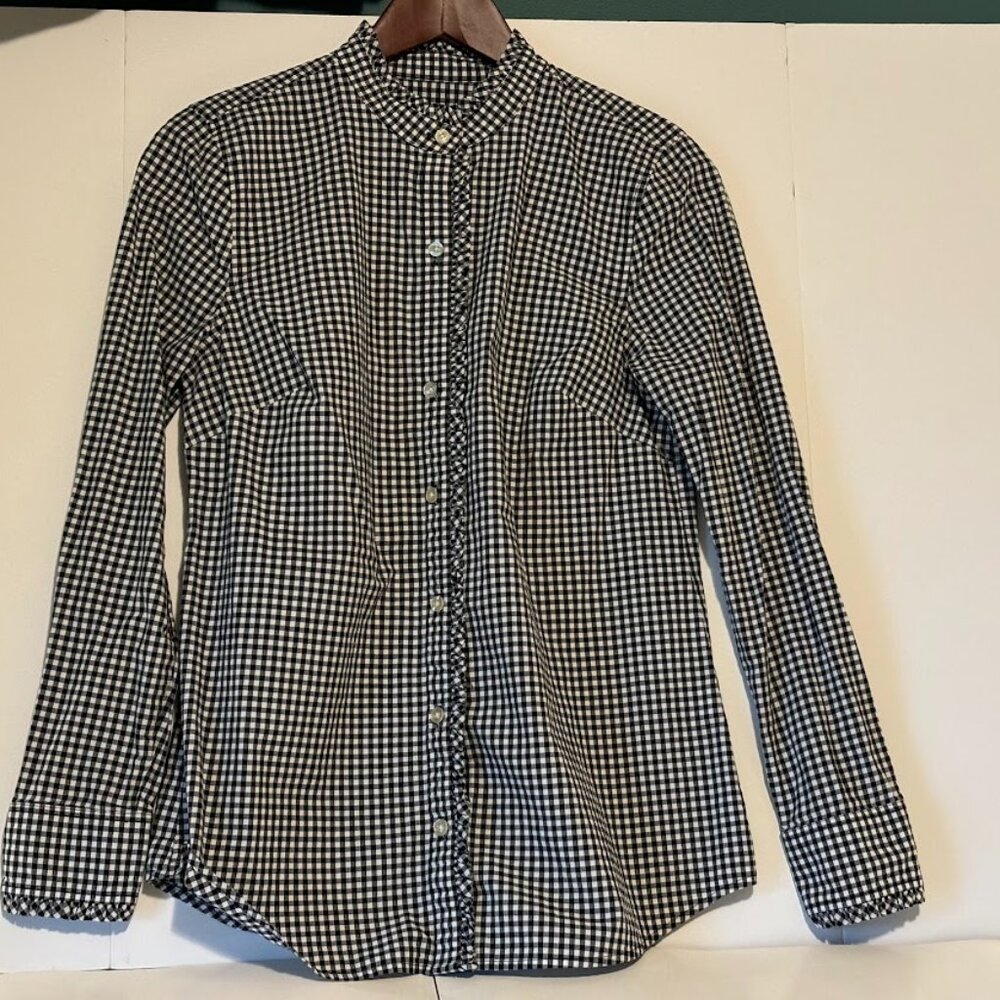 Vineyard Vines Women’s Button Down Shirt with Gingham Ruffle Size 8 Medium